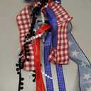 Large Patriotic Ribbon Bow, 4th of July Red White and Blue Bows Clip-On Star Sash Patriotic Wreaths for Front Door Indoor Outdoor Memorial Day Decoration