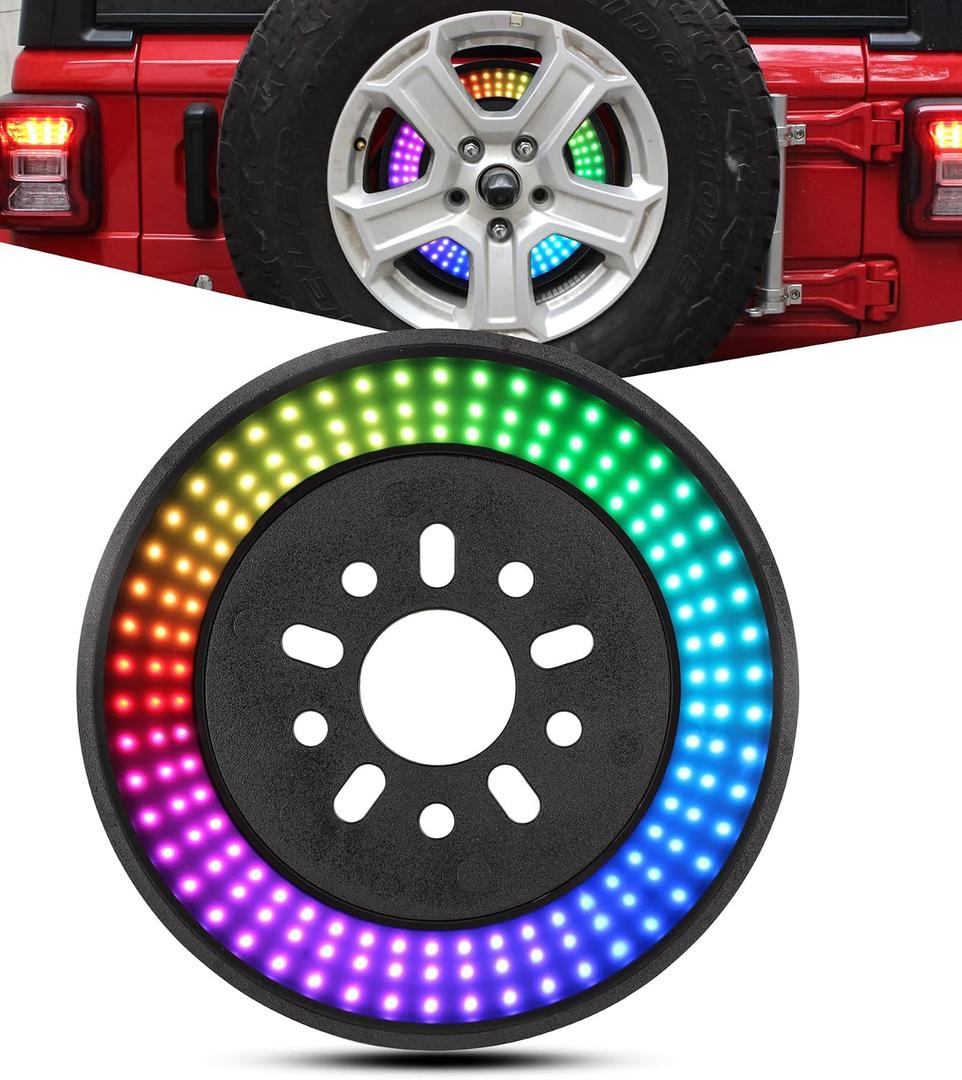 Spare Tire Brake Light Upgrade Red 3rd Third Brake Light & RGB Daytime Running Light Compatible with 2007-2024 JK JKU JL JLU JT