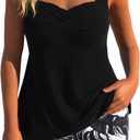 Modlily Surplice Tankini Swimsuits for Women, Two Piece Print Bathing Suit, Modest Coverage Tank Top with Board Shorts, Size XXL