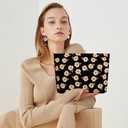 Cosmetic bag Makeup bag Preppy Cute Corduroy Toiletry bag for women travel essentials (Flower black)