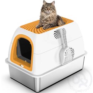 SuzziPaws Stainless Steel Litter Box Dog-Proof Leak-Proof for Multi-Cats