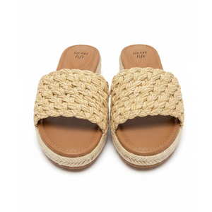 sweet life Platform Slip on Espadrille Sandals for Women Wedges Slides Bohemia Sandals Flatform Open Toe Beach Sandals, Size 9.5