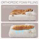 Soft Touch Faux Fur Dog Bed for Medium to Large Sized Dogs 8.5" Extra Thick, Orthopedic Pet Bed with Waterproof Liner and Washable Cover, with Removable Cute Pillow, Cream Color