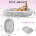 79"x44"x12.5" Human Dog Bed for Adult Faux Fur Washable Human Dog Bed Portable Handle, Egg Orthopedic Foam Human Bed Extra Large with Present Blanket Grey