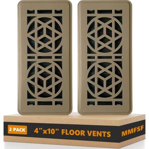2 Pack Floor Vent Covers, Floor Register 4x10, Heavy Duty Walkable Steel Vent Cover, Adjustable Decorative Vent Covers for Home Floor Ceiling or Sidewall Vent, Rust-Proof Finish (Brown)