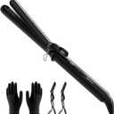 Curling Iron 1 Inch, Long Barrel Ceramic Hair Wand, Fast Heating Hair Curler with 12 Heat Settings with LED Display, Hair Curling Wand Styling and Lasting on All Hair Types, Dual Voltage for Travel (Classic Black)