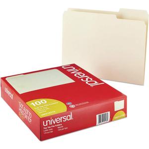 Universal 12113 File Folders, 1/3 Cut Assorted, One-Ply Top Tab, Letter, Manila (Box of 100)