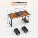 Sweetcrispy 47 Inch Computer Desk with Drawers for Home Office, Writing Desk with X-Shaped Reinforcement, Wood Table with Adjustable Position Drawers, Modern Study Work Table with Side Hook, Rust