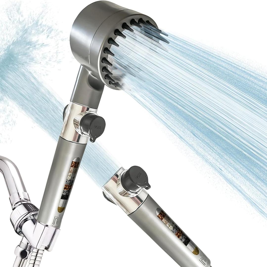 MOALZ High Pressure Filtered Shower Head with Handheld Design  Ionic Water Filter for Dry Skin & Hair Loss  Water Purifier Showerhead with Multiple Modes and Switch  Ideal for Pets and Daily Use