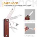 4 x ROXON M4 10 in 1 Mini MultiTool Leather Handle Portable Nail Clipper, Utility Tool, Knife With Safety Lock, Scissors, File, Bottle Opener, Screwdriver, Personal Care Gadgets A Gift for All