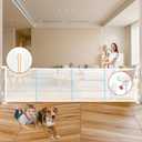 160" Retractable Baby Gate Extra Wide, 41" Tall Retractable Dog Gate for Stairs, Doorways, Decks, Mesh Gate Long Child Gate Pet Gate for Indoor, Outdoor, with Reinforced Mesh Rods, Dual Locks, White, 160"