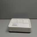 Compostable 5 Compartment Plates Disposable, 10.25 x 8.25 inch, [50-Pack] Heavy Duty Paper Plates with dividers, Sturdy School Lunch Trays, White Large Paper Dinner Plates for Buffet Party