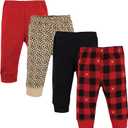 Hudson Baby Unisex Cotton Pants and Leggings (9-12 Months, Gold Heart Plaid)