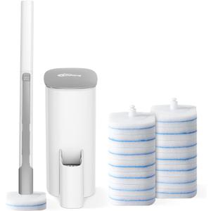 oshang Disposable Toilet Brush - Toilet Bowl Cleaner, Toilet Cleaning Supplies, Toilet Brush with Holder, 14 Refills for Deep Cleaning and Hygienic Bathroom Maintenance