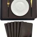 Faux Leather Placemats Set of 6, Black & Dark Brown