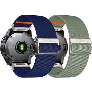 22mm Nylon Stretchy Band for Garmin Fenix 6 Pro/6/7/7 Pro/5/5 Plus Band, Soft Smartwatch Band for Forerunner 935/945/955,for Instinct/2/Approach S60/S70-47mm, Descent G1/Epix 2/Epix Pro 47mm