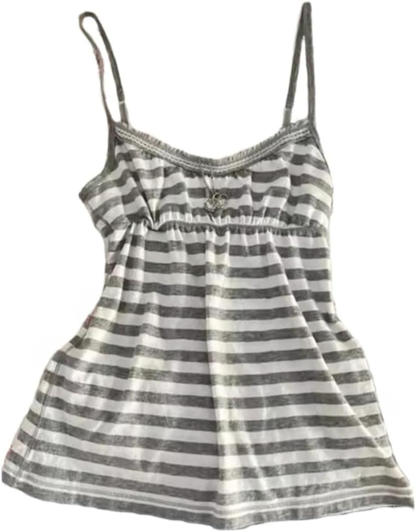 Floral Graphic Crop Tops Women Spaghetti Strap Tank Top Y2k Coquette Bow Tie Camisole Vintage Grunge Streetwear (S)