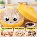 Dumpling Squishies Toy, Giant Glitter Dumpling, Colorful Dumplings Stress Balls Fidget Sensory Toy,Soft Squeeze Decompression Dough with Food Steamer, Stretchy Desk Toys (White)