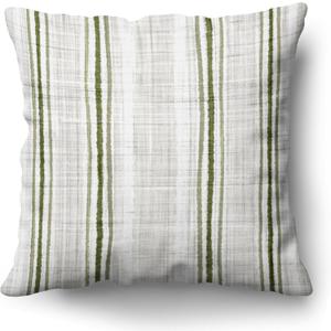 Americanflat 18x18 Throw Pillow with Sewn-in Insert - All-in-One Decorative Pillows - No Cover Needed - Soft and Durable Cushion for Bed or Sofa - Polyester - Green and White