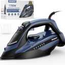 IRONDAY Steam Iron for Clothes 20s Fast Heating, 1700W Iron with 15.21oz Large Water Tank, 3-Way Auto shutoff, Burst Steam, Spray Mist, Anti-Drip, Self-Cleaning, Vertical Ironing for Home, Blue