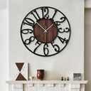 LEIKE Large Wall Clocks,Silent,Non Ticking,Battery Operated Rustic Round Modern Big Wood Wall Clock for Living Room, Bedroom,Kitchen,Farmhouse,Office,Home Decor-16 Inch(Black-Arabic Number)