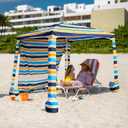 AMMSUN Beach Cabana, 6.5'×6.5' Beach Canopy, Easy Set up and Take Down, Cabana Tent with Sand Pockets, Instant Sun Shade with Side Wall, Vibrant Stripe