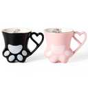 TaoTaojarvie Cat Paw Coffee Mug - Pink and Black Set of 4, Perfect for Cat Lovers, Enjoy Your Coffee with These Cute Cat Paw Mugs, 10oz, Couple&Wedding, Best Festival Gifts(Black&Pink)