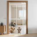 74.80-98.43'' Extra Tall Cat Gate, Adjustable 33.86 and 35.80" Wide, Transparent Full Door Pet Gate, Auto Close No Drilling Cat Proof Safety Gate for Doorway Stairs- White