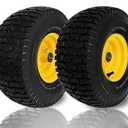 2-Pack of 15x6.00-6 NHS tire with Rim,Pneumatic wheel,3"offset Hub with 3/4"Bushing,4PR Lawn mower tires 15x6-6,100 and D100 Series John Deere Riding Mowers,Troy Bilt Lawn Mower Parts