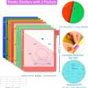 XUCHUN 8-Tab Binder Dividers with Pockets, Plastic Tab Dividers for 3 Ring Binder Organizer,3 Hole Sheet Protectorsh for US Letter Size in 0.5,1,2,3 inch Binders6 Sets (Multicolor)