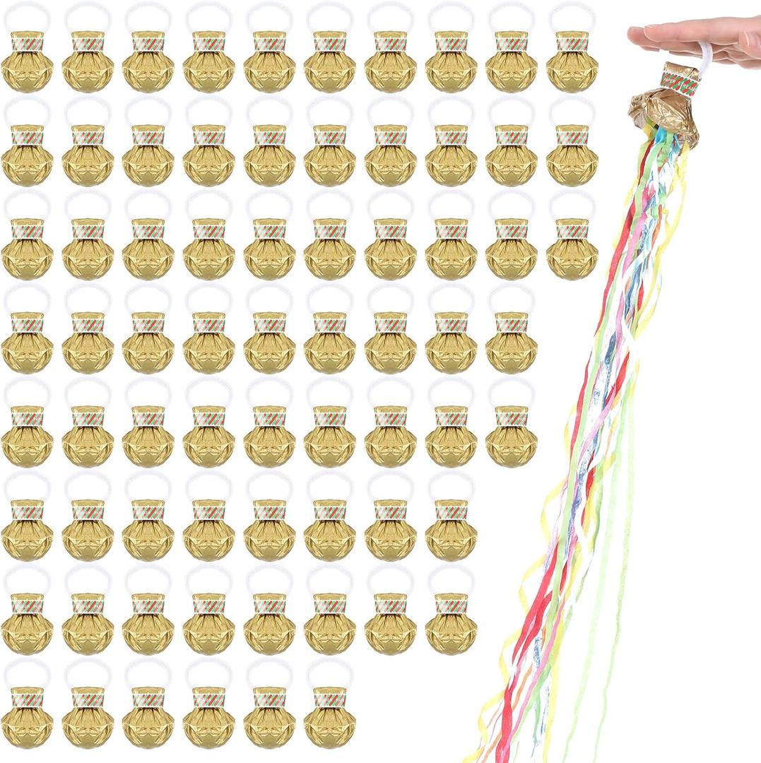 Poen 150 Pcs Streamers Poppers - Hand Throw Streamers No Mess Confetti Poppers Paper Cracker for Birthday, Wedding, Party Celebrations(Gold)