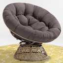 Bme 40" Ergonomic Wicker Papasan Chair with Soft Thick Density Fabric Cushion, High Capacity Steel Frame, 360 Degree Swivel for Living, Bedroom, Reading Room, Lounge (Smoky Quartz - Brown Base)