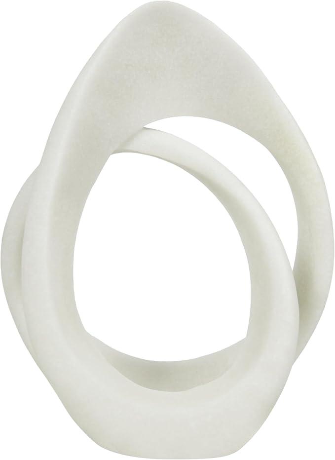 SIMON'S SHOP Modern Abstract Intertwined Loop Statue, 10" Tall Contemporary Shelf Table Mantel Décor, White Minimalist Sculptures for Indoor Home Office