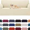 Cupuamon 2026 New Stretch Sofa Slipcovers Couch Cover for 3 Cushion Furniture Protector Sofa Covers with Elastic Bottom Jacquard Fabric Small Checks for Pets, Kids -Sofa, Beige