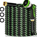 Garden Hose 50 ft Flexible Water Hose Non-Expanding Lightweight Kink-Free Hoses Durable Leak-Proof High Pressure Pipe with 3/4” Brass Fitting 10 Function Nozzle for Outdoor Yard Lawn Car Wash, Green