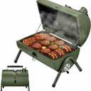MAISON HUIS Adjustable Portable Charcoal Grill Multi-functional Metal Small BBQ Smoker for Outdoor Hiking Picnic(Green)