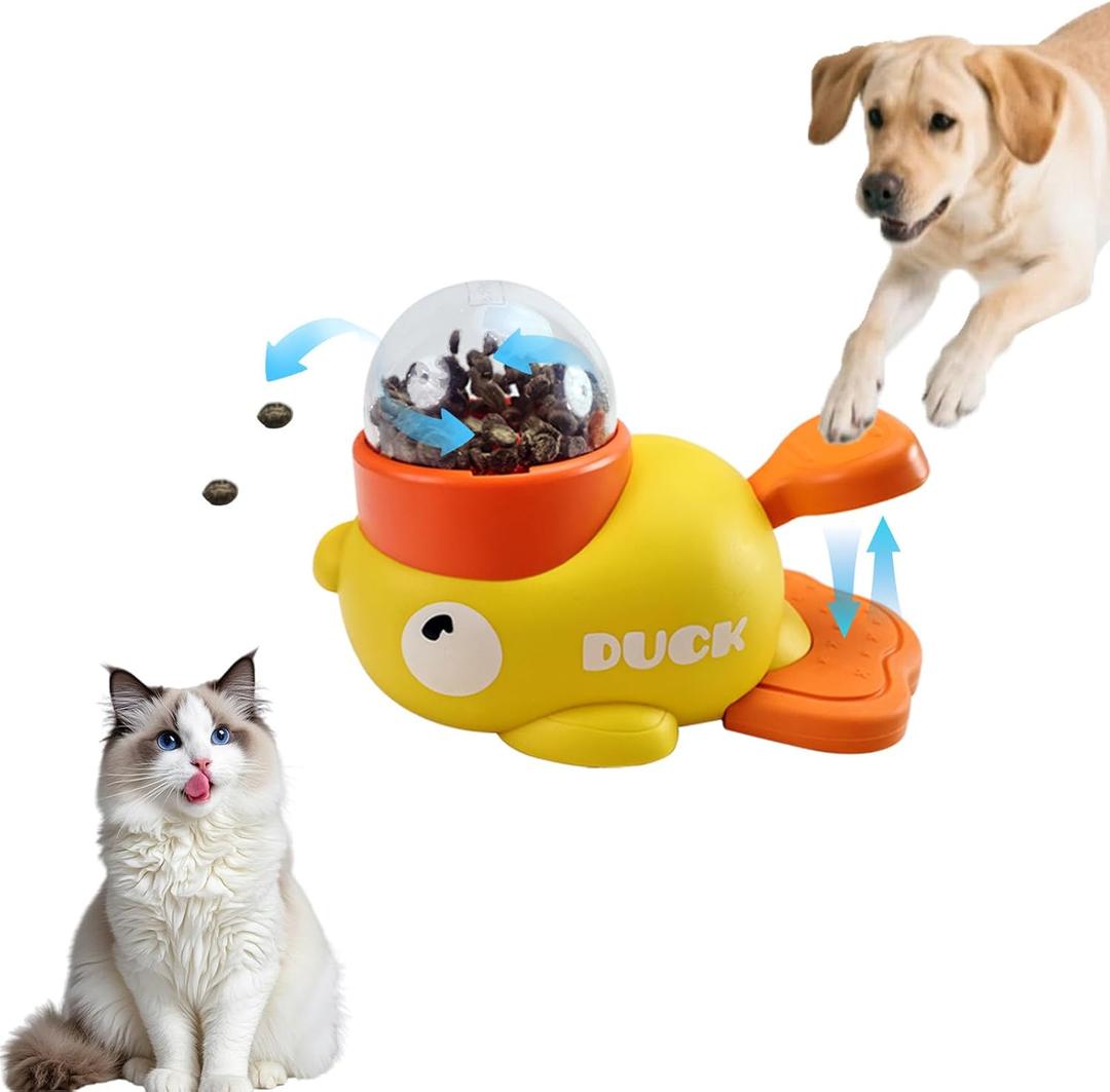 Duck Treat Dispenser for Dogs to Train Problem-Solving Skills, Dog Slow Feeder Puzzle Toy Prevents Bloating, Interactive Treat Dispensing Toy for Small Cats, Dogs, Other Pets