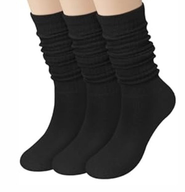Chalier 3 Pairs Wool Socks for Women Winter Slouchy Boot Socks Thick Warm Long Hiking Scrunch Crew Sock (Black)