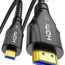 8K Micro HDMI to HDMI Cable 10FT, 8K@60hz, 4K@120hz, Micro HDMI Ultra High Speed Support HDR eARC Dolby Compatible with GoPro Hero 7 6 5 4,Raspberry Pi 4,Sony Camera,Nikon
