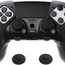 PlayVital Ninja Edition Anti-Slip Half-Covered Silicone Cover for ps5 Edge Wireless Controller, Ergonomic Protector Soft Rubber Case for ps5 Edge Controller with Thumb Grips - Black