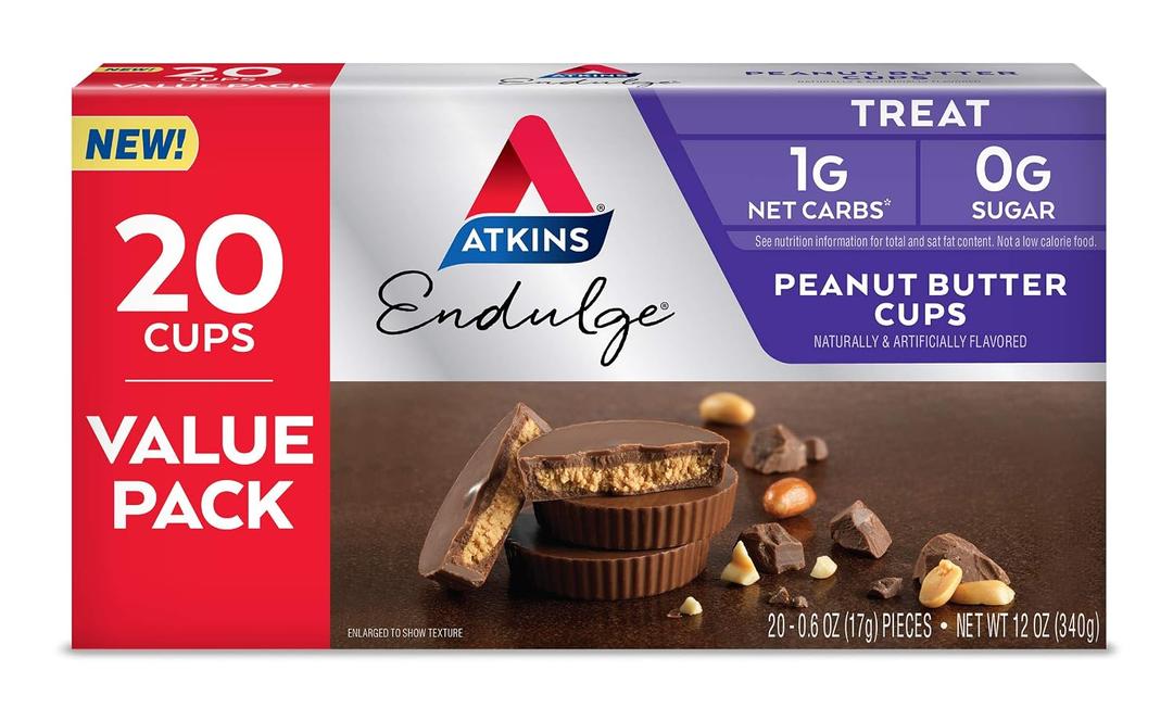 Atkins Endulge Peanut Butter Cups, Dessert Favorite, Low Carb, 0g Sugar, 20 Count (EXP 07/02/27)