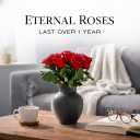 Eclore Floral Preserved Flowers Forever Roses and Forever Flowers in Vase, Real Preserved Roses, Eternal Flowers, Gift for Mom or Girlfriend - Gift for Birthday Flowers for Delivery