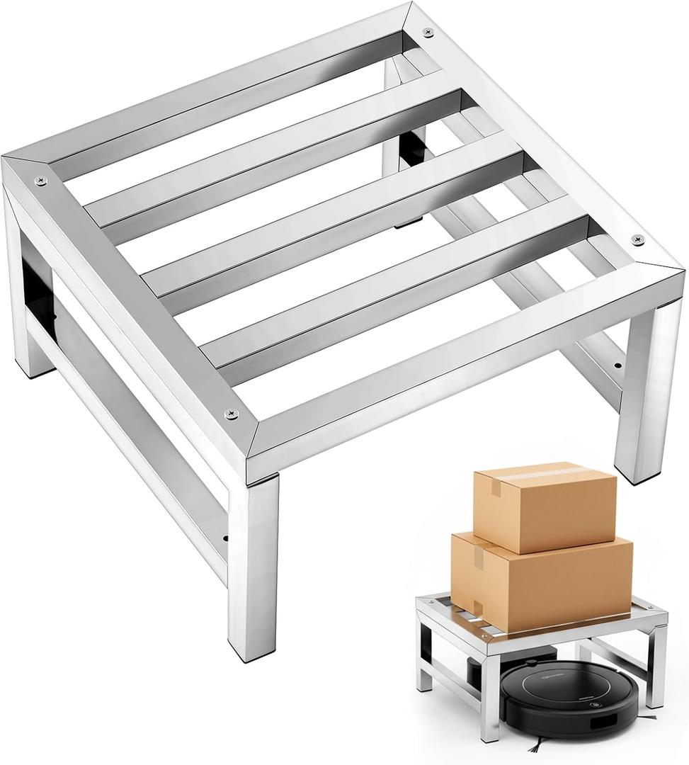 MorningRo 1 Pack Dunnage Rack 13.8" Long x 13.8" Wide, 7.9" Height Stainless Steel Dunnage Rack 700+ Pound Capacity Storage Commercial Food Service Storage in Restaurant Kitchens Shop