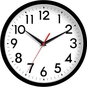Wall Clock Analog 10 Inch Silent Non Ticking Battery Operated Modern Decorative for Living Room Kitchen Office Bedroom Bathroom(Black)