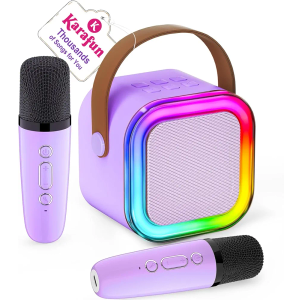 Mini Karaoke Machine for Kids, 2026 TOP Toys Birthday Valentine's Day Gifts Ideas for Girls Ages 4, 5, 6, 7, 8, 9, 10, 12+ Years Old, Portable MP3 Player with 2 Wireless Mics for Family Home Party