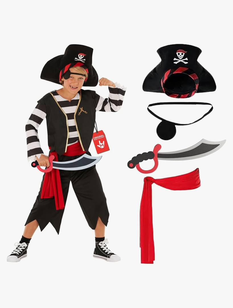 Morph Pirate Costume Boys, Black And White Pirate Costume Kids, Boys Halloween Costumes, Halloween Costumes For Kids, Small, 3-4 years