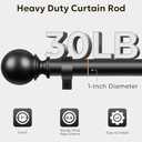 Zeerobee Curtain Rods for Windows 66 to 120, 1 Inch Adjustable Heavy Duty Black Curtain Rod, Outdoor Indoor Room Divider Modern Drapery Pole, 66-120"