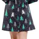 Tipsy Elves Women's Classic Christmas Dresses - Holiday Themed Dress - Easy Cute Winter Outfits (Medium, Allover Christmas Tree (Black))