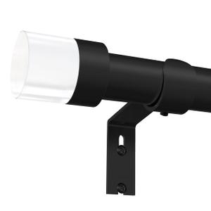 Black Curtain Rods for Windows: 1 Inch Diameter Heavy Duty Adjustable Curtain Rod 48" to 86", Decorative Window Curtain Rods with Modern Acrylic End Cap Finials,Window Drapery Rod for Bedroom
