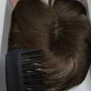 REECHO Hair Toppers for Women Real Human Hair, Seamless Human Hair Toppers with Bangs, 360 3D Cover Clip in Bangs Hair Extensions for Daily Wear, Chocolate Brown